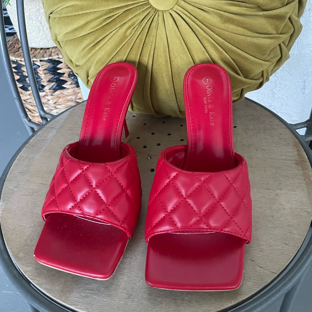 Red quilted heels